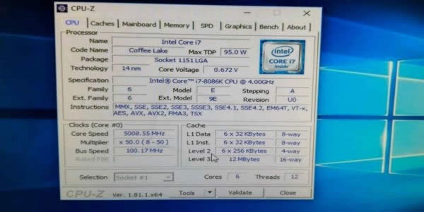 x86 40Intel i7-8086Kŭ5GHz